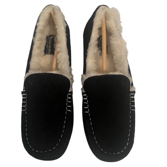 Koolaburra by UGG Lezly Black Suede Womens Faux Fur Moccasin Slippers Size 8 - Picture 3 of 3
